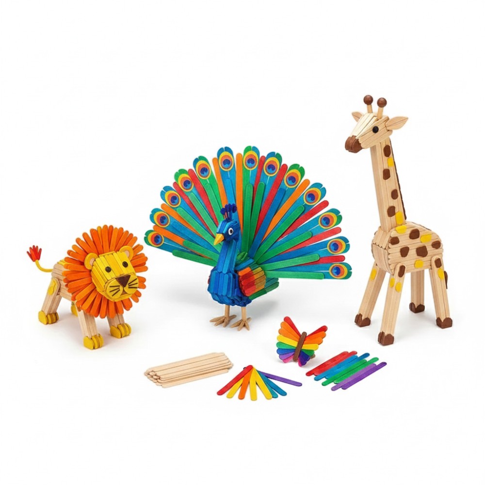 Art Craft And Design - 50 Adet Renkli Ahşap Çubuklar Dondurma