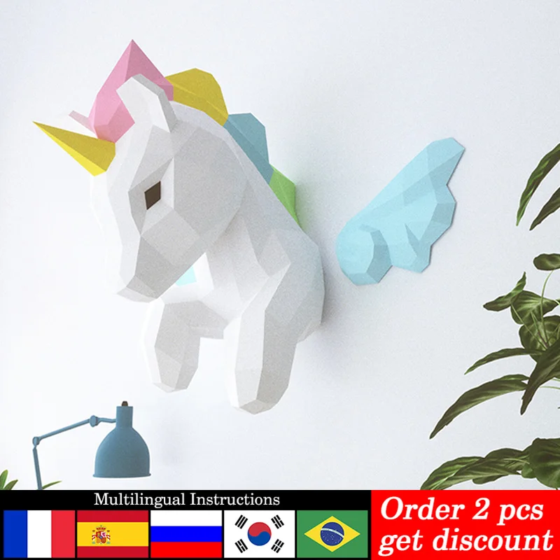 Art Craft Unicorn - Gökkuşağı ünikorn Hayvan Duvar Dekor Ev