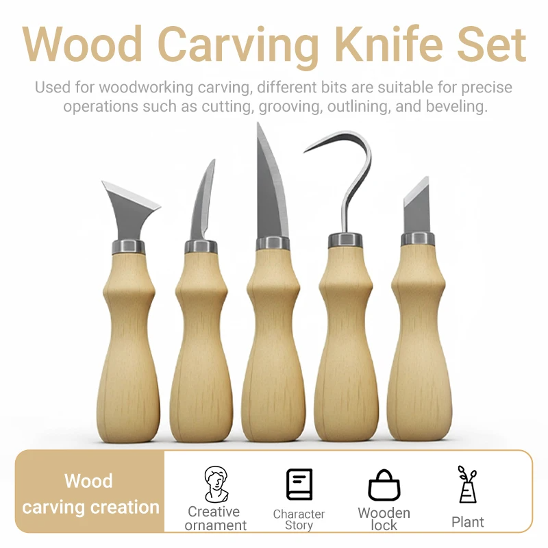 5 adet ahşap oyma alet takımı, - Art Craft Tools incelemesi ve fiyatı