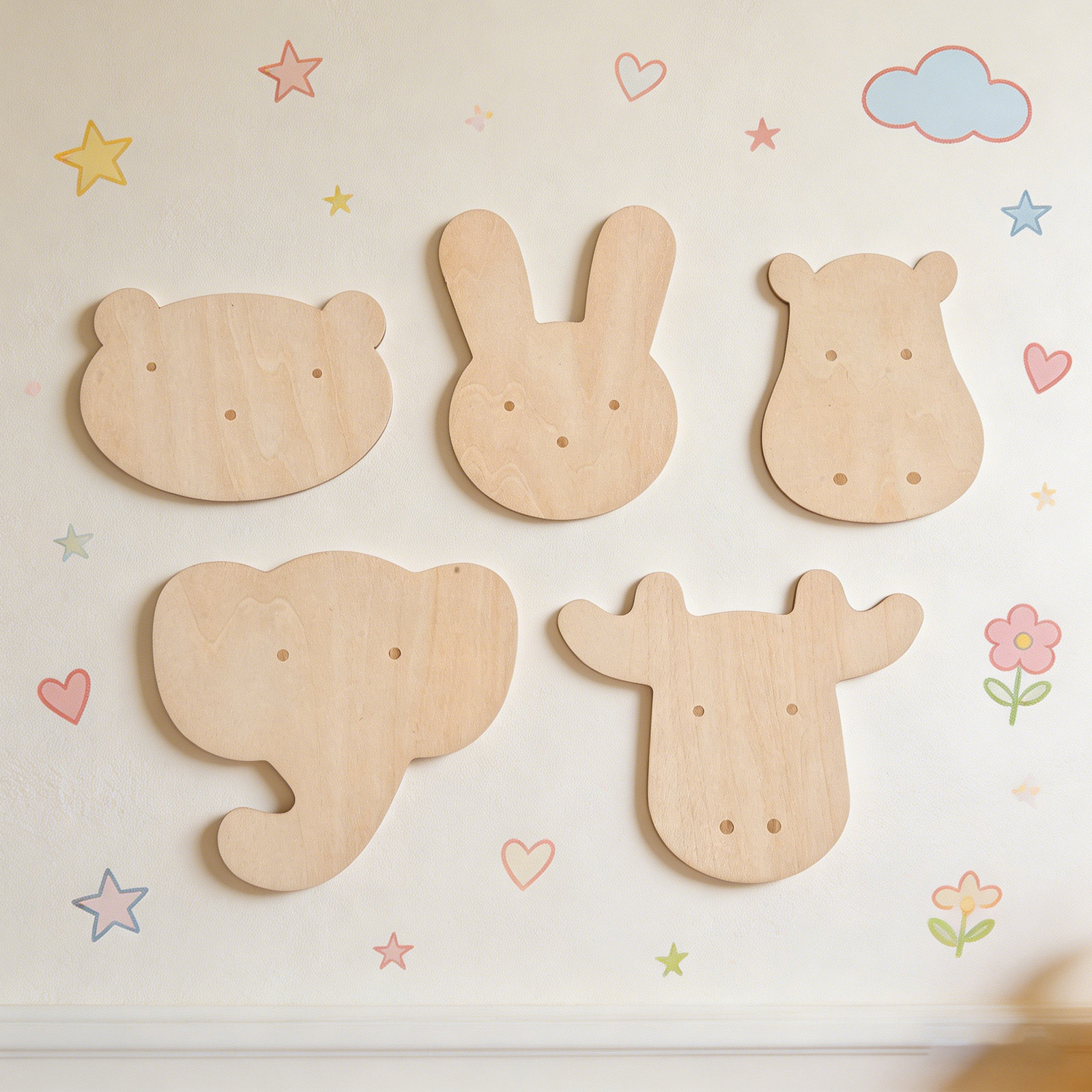 5 Adet Hayvan Figürlü Ahşap Du - Art And Craft For Nursery incelemesi ve fiyatı